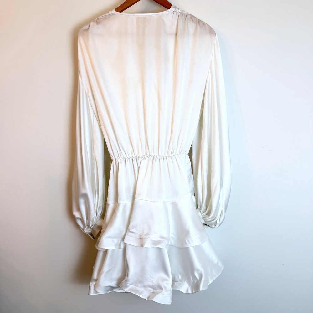 Bronx & Banco White Silk Bedouin Mini Dress M US 6 Bridal Engagement No Belt - Picture 5 of 13